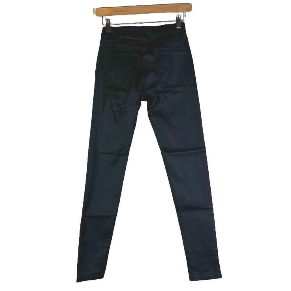 NWT Six Denim High Rise Coated Skinny Faux Leather Pants Black Edgy Stretch Sz S